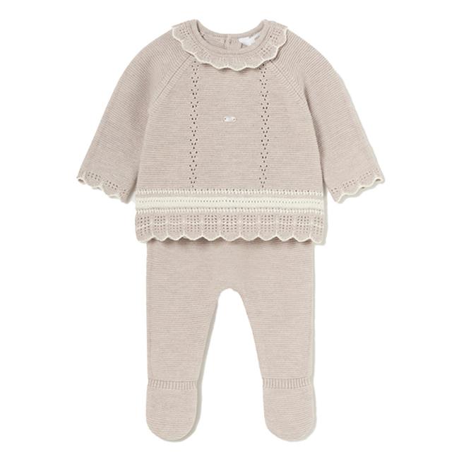 Picture of Mayoral Newborn Girls 2 Piece Knitted Set - Beige