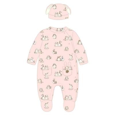 Picture of PRE-ORDER Mayoral Newborn Girls Ribbed Bunny Babygrow & Hat Set - Pink