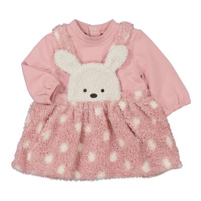 Picture of Mayoral Newborn Girls Fluffy Bunny Pinafore Set - Pink