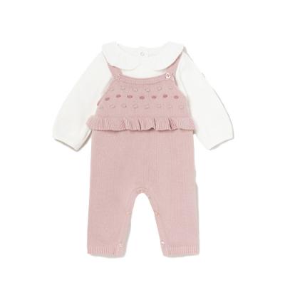 Picture of Mayoral Newborn Girls 3 Piece Dungaree Set - Pink