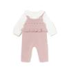 Picture of PRE-ORDER Mayoral Newborn Girls 3 Piece Dungaree Set - Pink