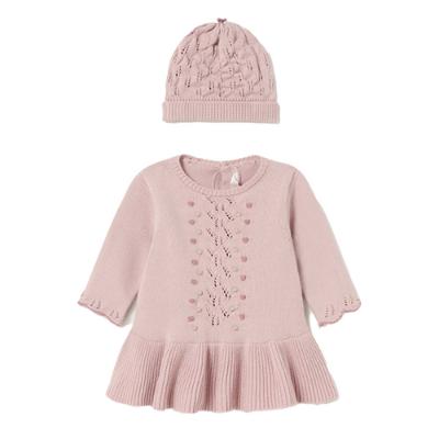 Picture of PRE-ORDER Mayoral Newborn Girls Knitted Dress & Hat Set - Pink