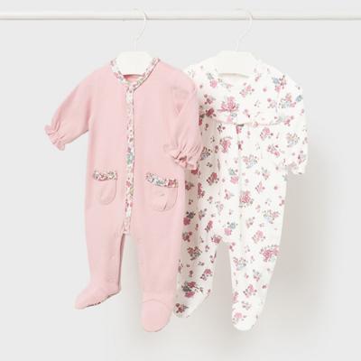 Picture of Mayoral Newborn Girls 2 Pack Ditsy Floral Babygrows - Pink