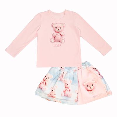 Picture of PRE ORDER Daga Girls Teddy Bear Dream Print Jacket Top Skirt X 3 - Pink Blue