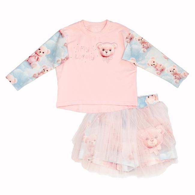 Picture of Daga Girls Teddy Bear Dream Print Skort & Top Set X 2 - Pink Blue 