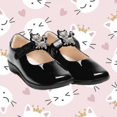 Picture of Lelli Kelly Sadie 2 With Detachable Kitten School Shoe F Fitting - Black Patent