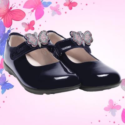 Picture of Lelli Kelly Luna 2 With Detachable Butterfly School Shoe G Fitting - Navy Patent 