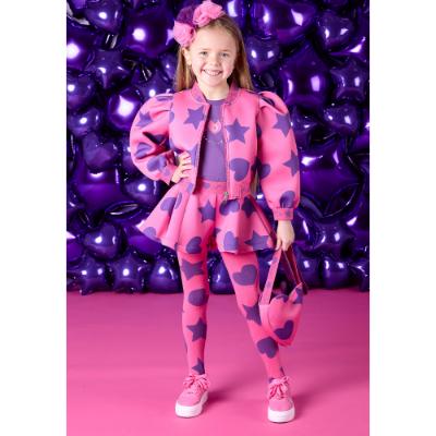 Picture of A Dee Star Love Collection Tia Hearts & Stars Print Bomber - Hot Pink