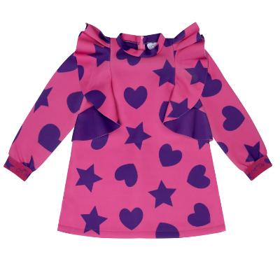 Picture of PRE ORDER A Dee Star Love Collection Treasure Hearts & Stars Print Frill Dress - Hot Pink