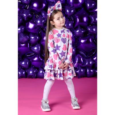 Picture of PRE ORDER A Dee Star Love Collection Tilly Hearts & Stars Print Dress - Light Grey