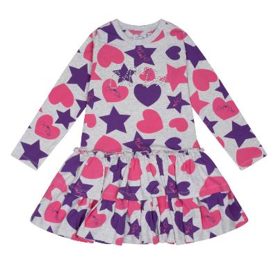 Picture of A Dee Star Love Collection Tilly Hearts & Stars Print Dress - Light Grey