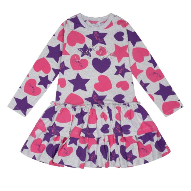 Picture of A Dee Star Love Collection Tilly Hearts & Stars Print Dress - Light Grey