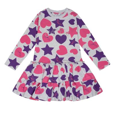 Picture of PRE ORDER A Dee Star Love Collection Tilly Hearts & Stars Print Dress - Light Grey
