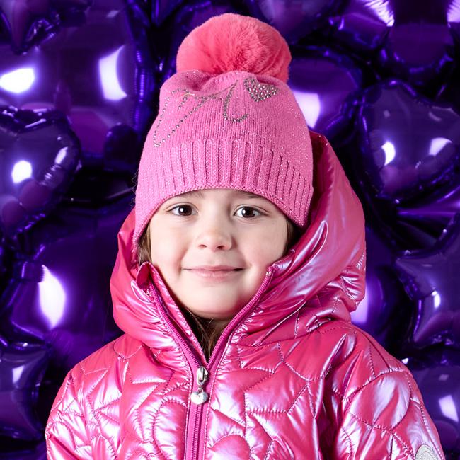 Picture of A Dee Star Love Collection Tamson Pom Pom Knitted Hat - Hot Pink