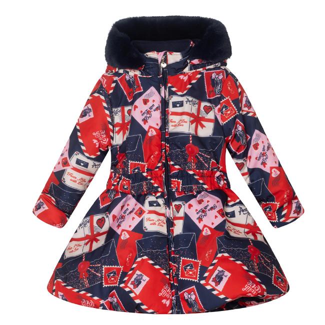 Picture of A Dee From A Dee With Love Collection Riley Envelope Print Coat - Dark Navy