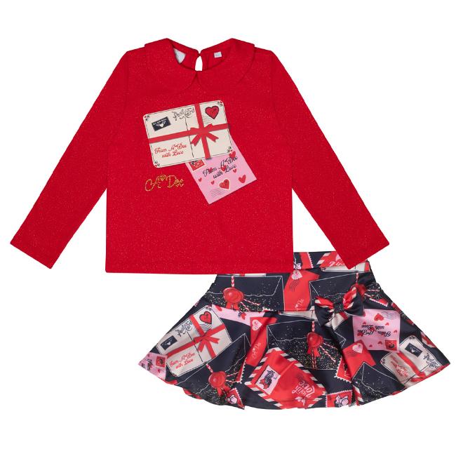 Picture of A Dee From A Dee With Love Collection Roxy Envelope Print Skirt Set - Red