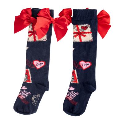 Picture of PRE ORDER A Dee From A Dee With Love Collection Ramona Envelope Print Knee Socks - Dark Navy