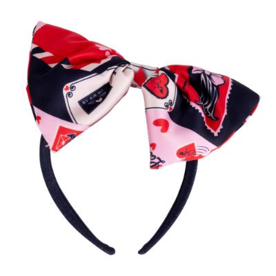 Picture of PRE ORDER A Dee From A Dee With Love Collection Rosalie Envelope Print Bow Headband - Dark Navy