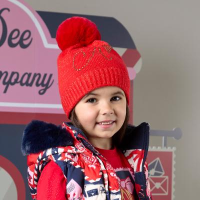 Picture of A Dee From A Dee With Love Collection Rani Knitted Pom Pom Hat - Red