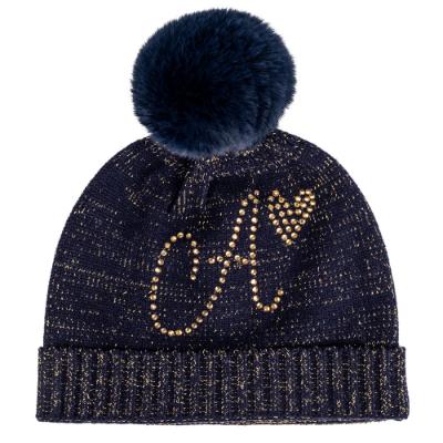 Picture of A Dee From A Dee With Love Collection Rani Knitted Pom Pom Hat - Dark Navy