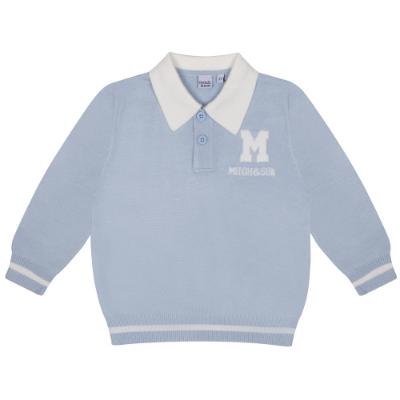 Picture of Mitch & Son Neutral Blues Andre Knitted Polo Top - Blue