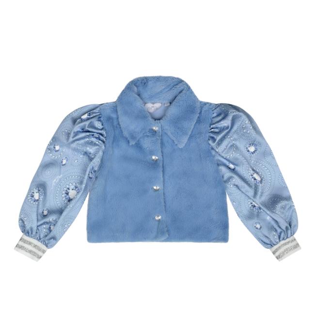 Picture of A Dee On Ice Collection Piper Faux Fur Diamond Jacket - Iced Blue