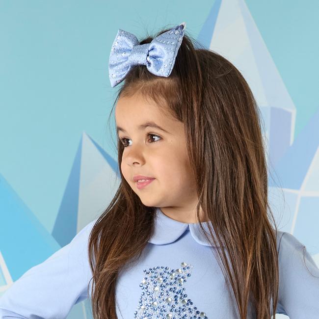 Picture of A Dee On Ice Collection Pippy Diamond Print Bow Hairclip - Iced Blue