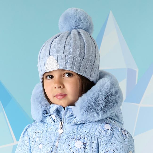 Picture of A Dee On Ice Collection Paola Knitted Pom Pom Hat - Iced Blue