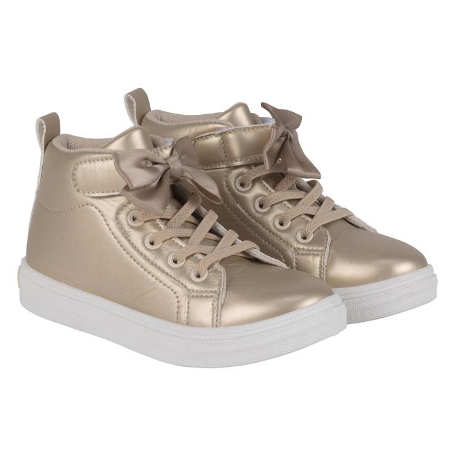 Picture of A Dee  Bowtique Bow High Top Trainers - Light Gold