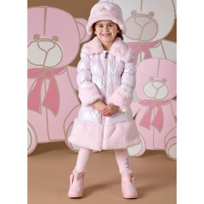 Picture of A Dee Abstract Teddy Collection Sarah Faux Fur Trim Coat - Baby Pink