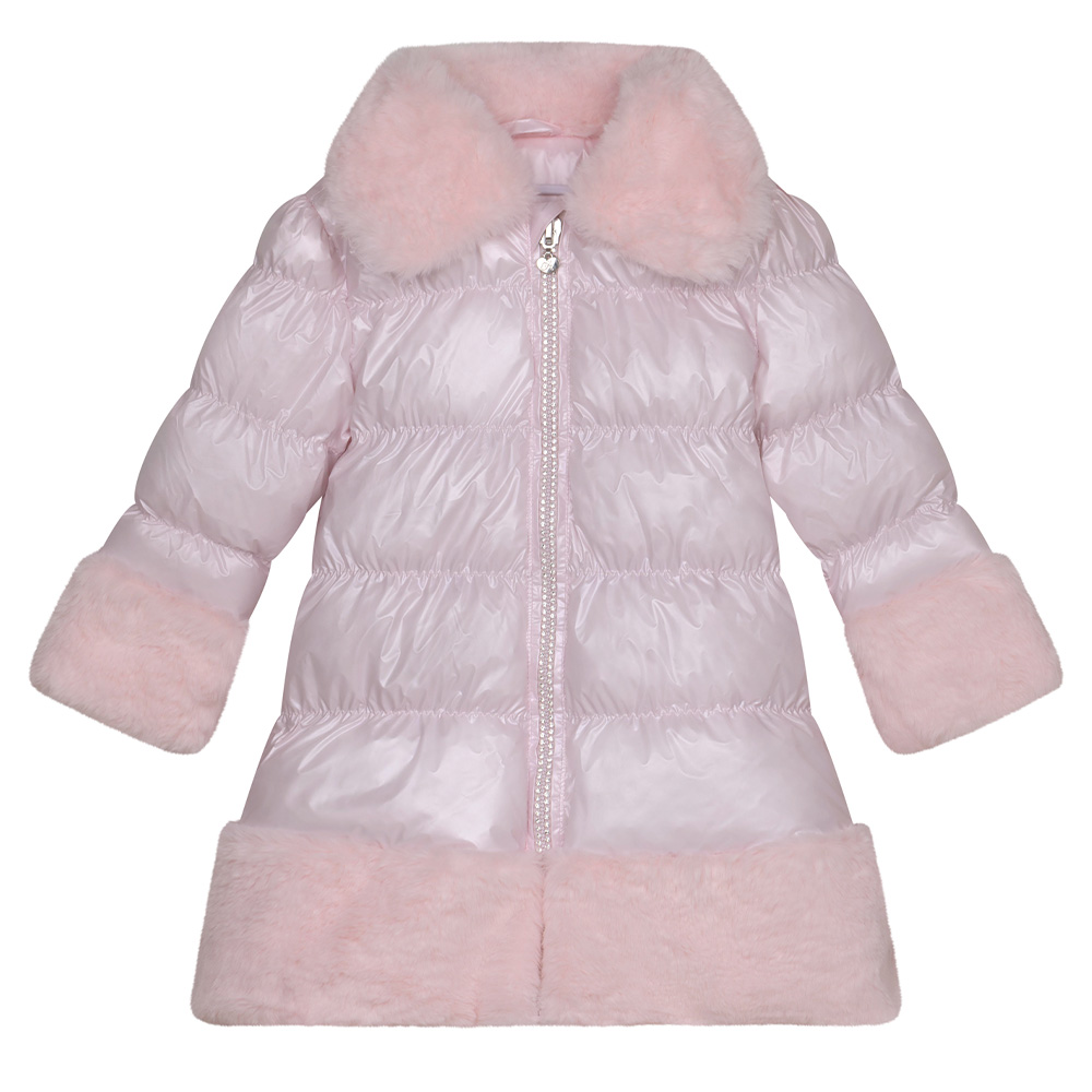 A Dee Abstract Teddy Collection Sarah Faux Fur Trim Coat Baby Pink