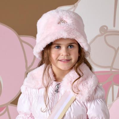 Picture of A Dee Abstract Teddy Collection Sylvia Faux Fur Bucket Hat - Baby Pink