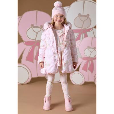 Picture of PRE ORDER A Dee Abstract Teddy Collection Stella  Faux Fur Hooded Teddy Print Jacket - Baby Pink 