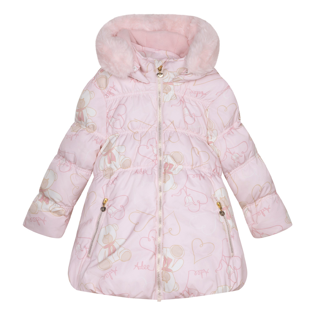 Pink teddy jacket with hood deals