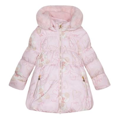 Picture of A Dee Abstract Teddy Collection Stella  Faux Fur Hooded Teddy Print Jacket - Baby Pink