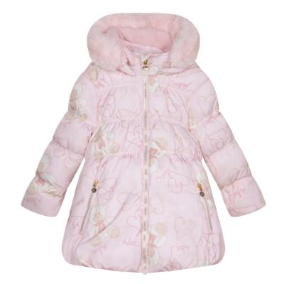 Picture of PRE ORDER A Dee Abstract Teddy Collection Stella  Faux Fur Hooded Teddy Print Jacket - Baby Pink 