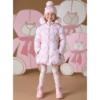 Picture of A Dee Abstract Teddy Collection Stella  Faux Fur Hooded Teddy Print Jacket - Baby Pink