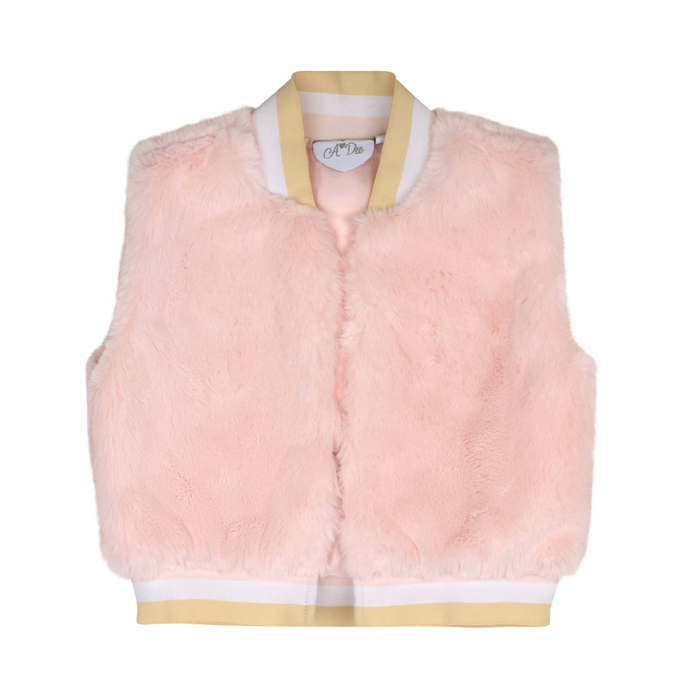 A Dee Abstract Teddy Collection Sally Faux Fur Gilet Baby Pink