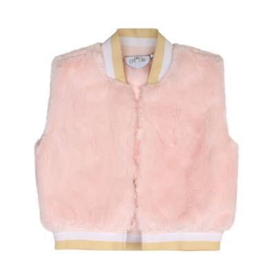 Picture of A Dee Abstract Teddy Collection Sally Faux Fur Gilet - Baby Pink