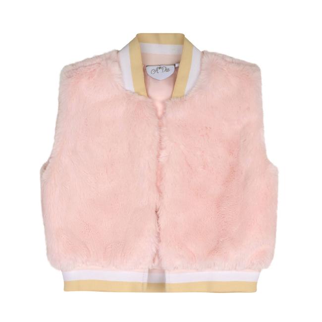 Picture of A Dee Abstract Teddy Collection Sally Faux Fur Gilet - Baby Pink