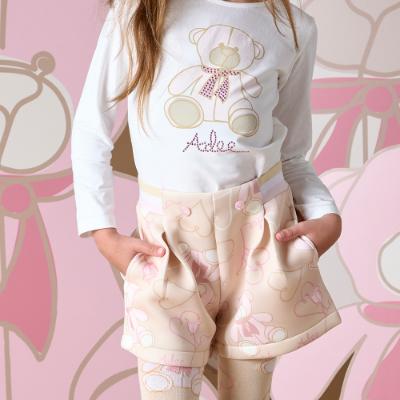 Picture of A Dee Abstract Teddy Collection Suzi Teddy Top & Shorts Set - Snow White Beige