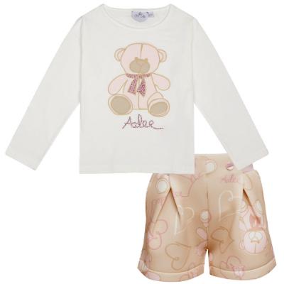 Picture of A Dee Abstract Teddy Collection Suzi Teddy Top & Shorts Set - Snow White Beige