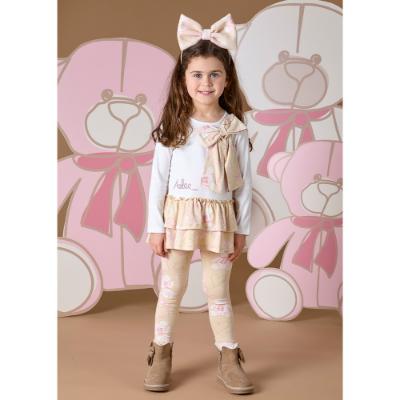 Picture of A Dee Abstract Teddy Collection Summer Teddy Print Bow Legging Set X 2 - Beige