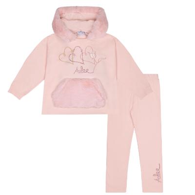 Picture of A Dee Abstract Teddy Collection Sophia Faux Fur Hooded Tracksuit - Baby Pink