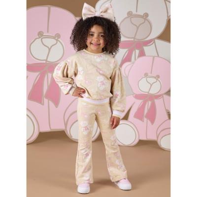 Picture of A Dee Abstract Teddy Collection Sienna Print Flare Tracksuit - Beige