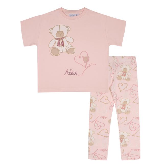 Picture of A Dee Abstract Teddy Collection Saz Baggy Tee Teddy Legging Set - Baby Pink