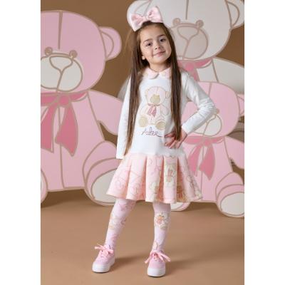 Picture of A Dee Abstract Teddy Collection Scarlet Teddy Box Pleat Dress - Snow White