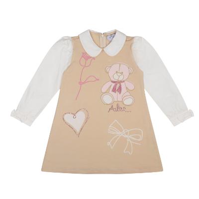 Picture of A Dee Abstract Teddy Collection Skyler Poplin Sleeve Teddy Dress - Beige