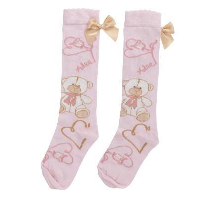 Picture of A Dee Abstract Teddy Collection Sloane Teddy Print Knee Socks - Baby Pink