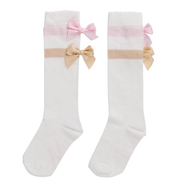 Picture of A Dee Abstract Teddy Collection Sissy Bow Knee Socks - Snow White